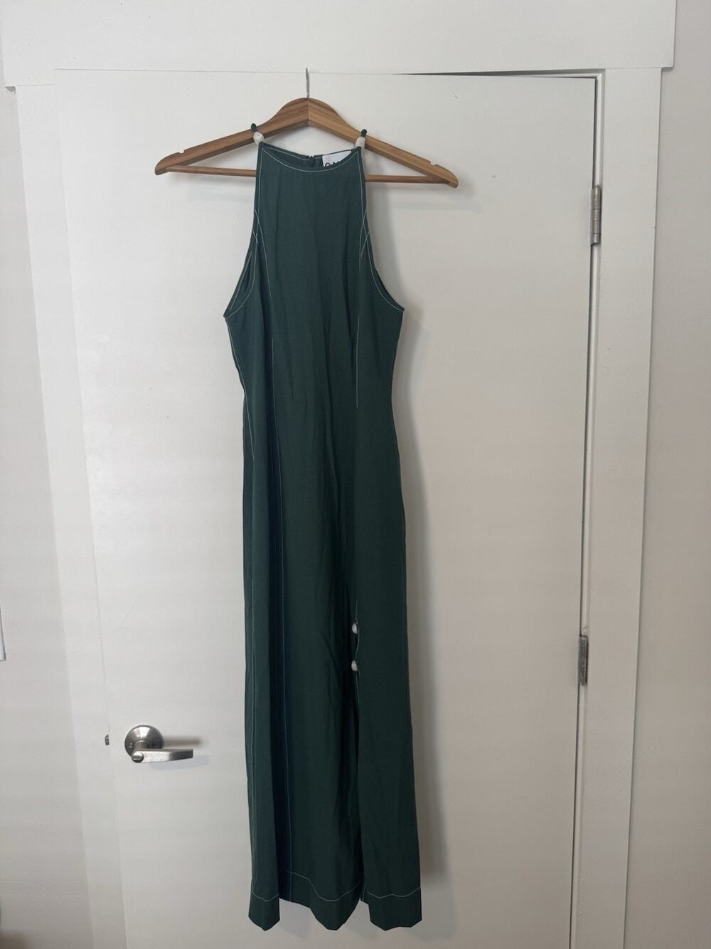 GANNI Green Halter Sleeveless Dress with Pockets Size 36